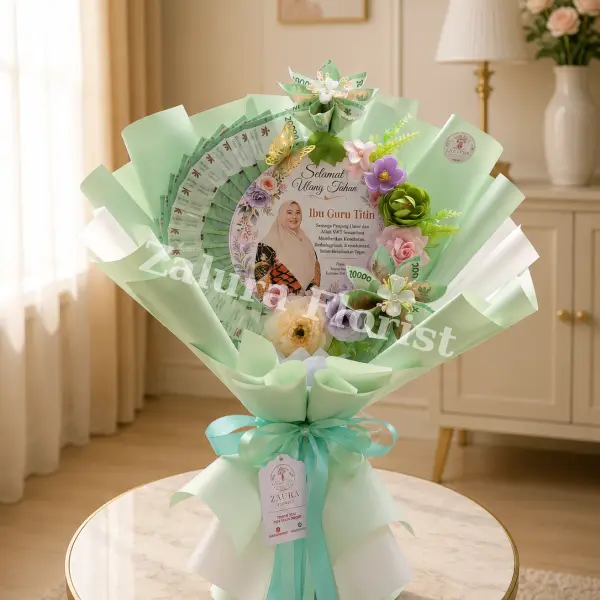 Buket Uang Ulang Tahun Custom Foto – Money Bouquet Premium